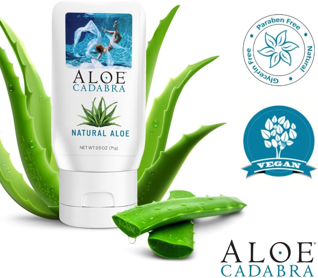Aloe Cadabra Natural Water Based Personal Lubricant and Vaginal Moisturizer, Organic Aloe Lube for Men, Women and Couples, Non-Staining, pH Balanced (Unscented 2.5 Ounces, 1 Pack)