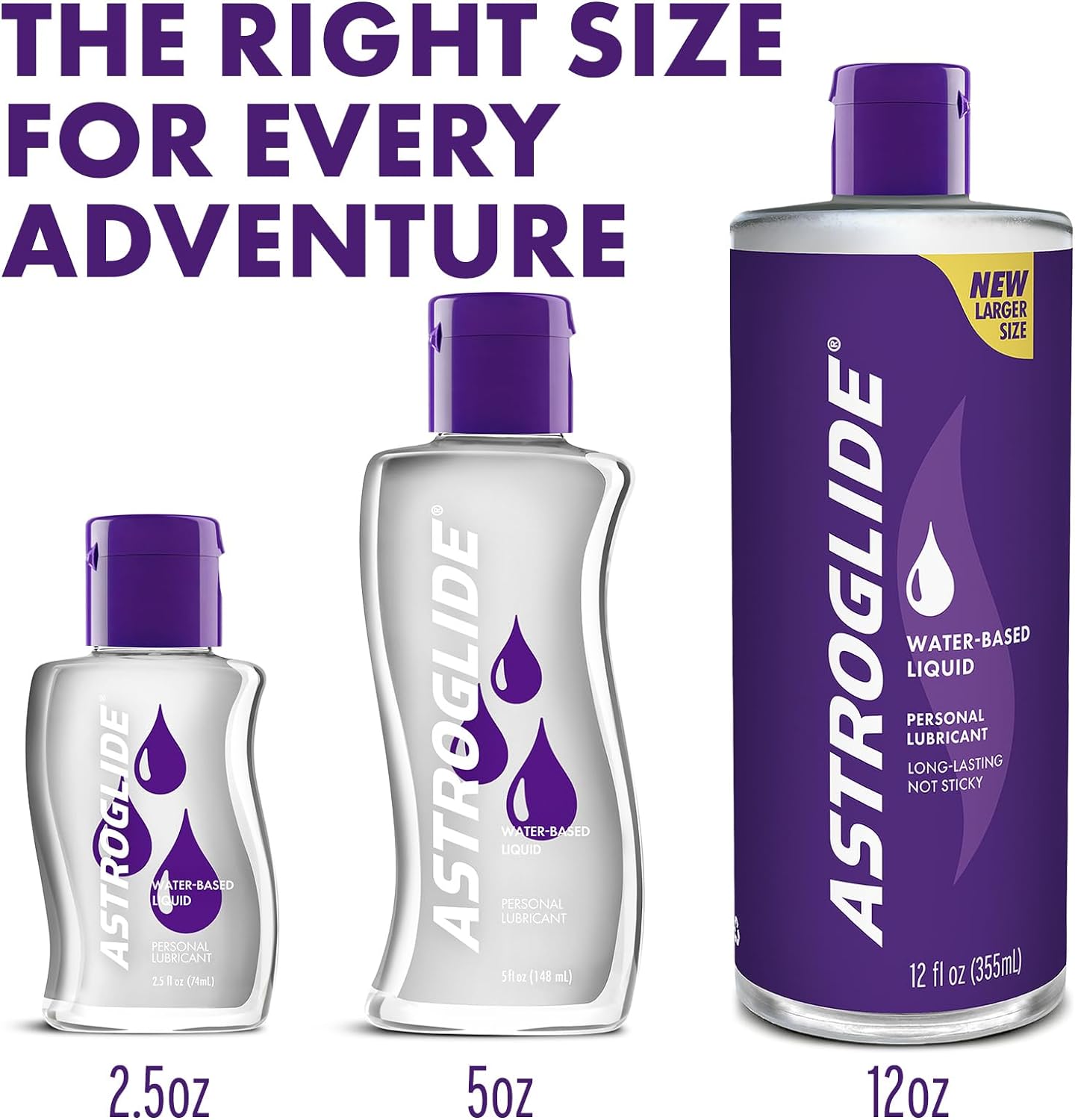 Astroglide Water Based Lube (2.5oz), Liquid Personal Lubricant for Long-Lasting Pleasure for Men, Women and Couples, Safe for Toys, Travel-Friendly Size