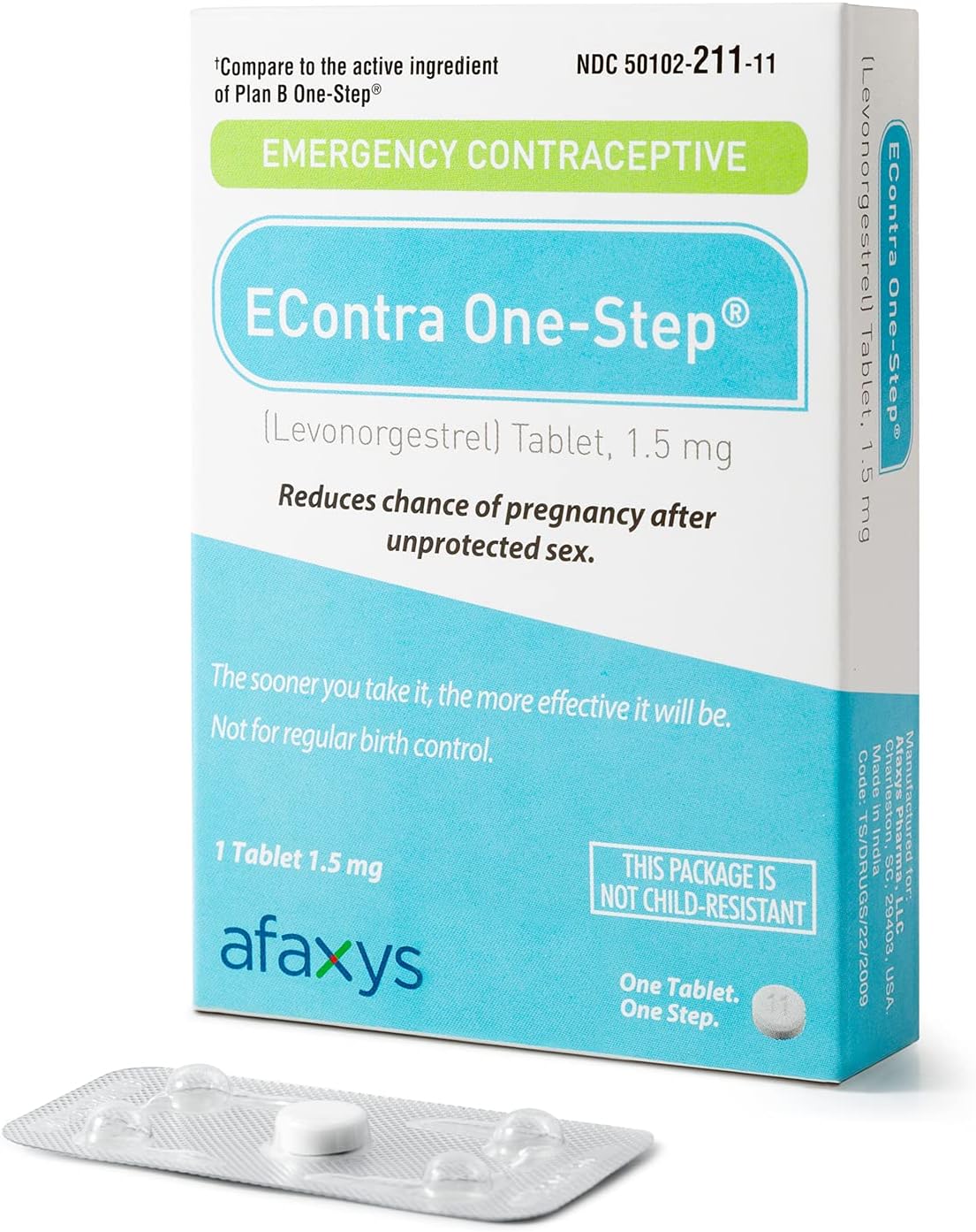 EContra One-Step® Emergency Contraceptive, 1.5 mg (1 Levonorgestrel Tablet) Compares to Plan B One-Step®