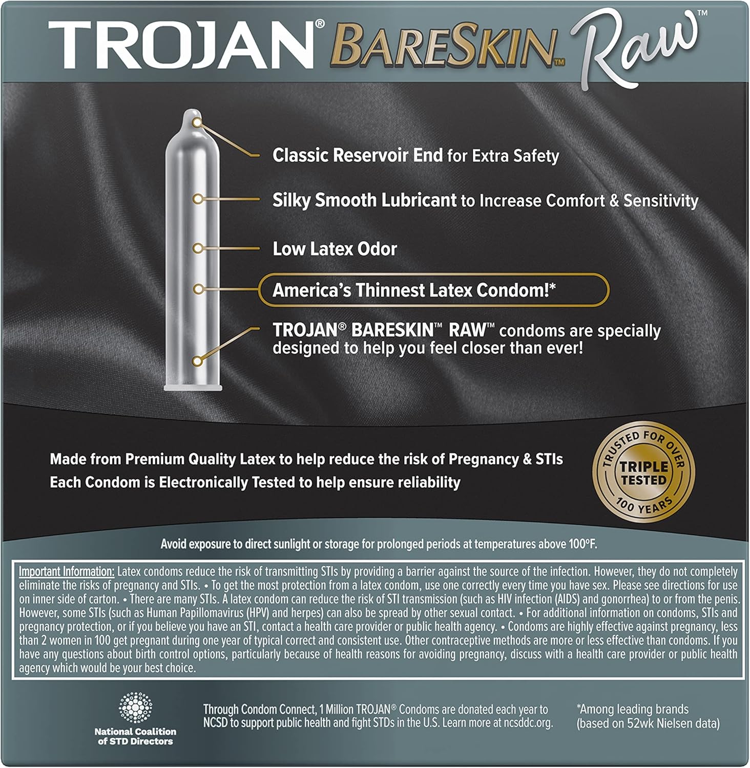 TROJAN BareSkin Raw Thin Condoms, Lubricated Condoms For Men, America’s Number One Condom Brand, 24 Count Pack