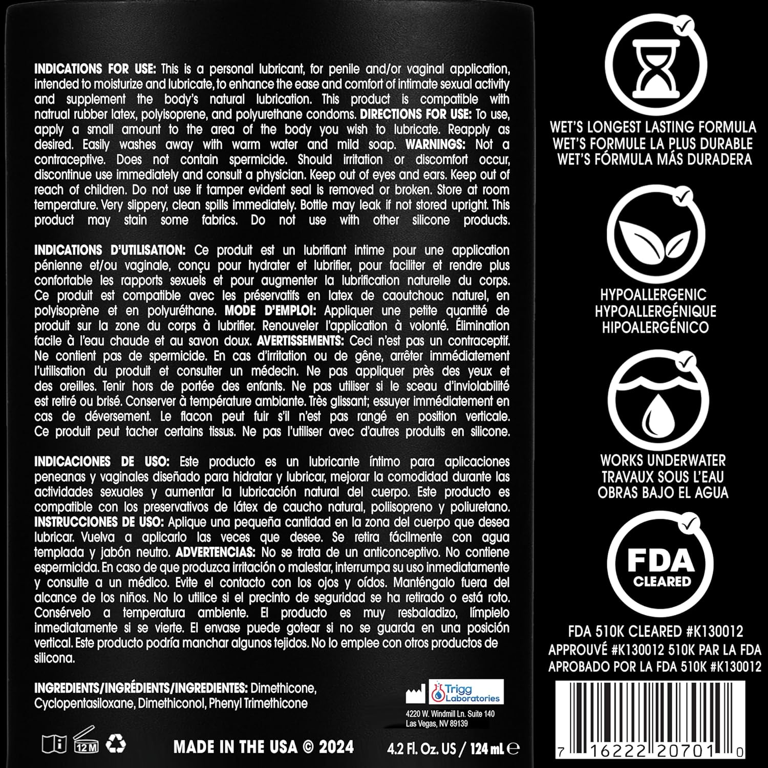 Wet Platinum Silicone-Based Lube for Men, Women & Couples, 4.2 Fl Oz – Ultra Long-Lasting & Water-Resistant Premium Personal Lubricant – Safe to Use with Latex Condoms – Non-Sticky & Hypoallergenic